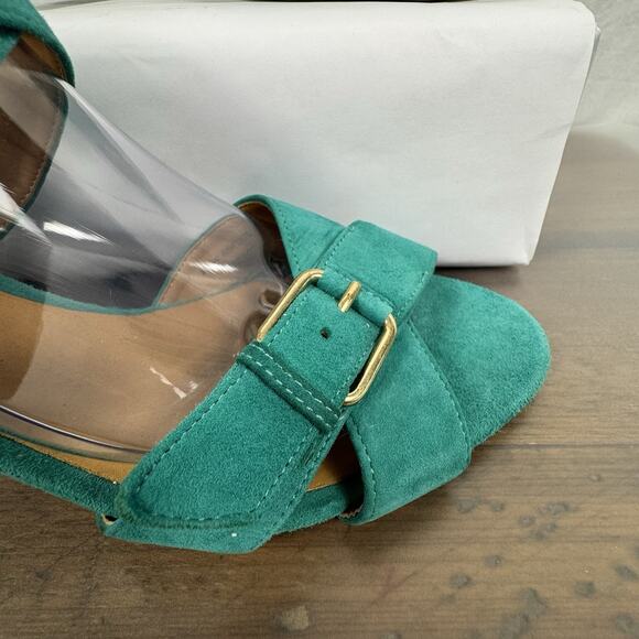 J.Crew Size 9 Lucca Suede Sandals Teal Style 37224 Made in Italy - Picture 4 of 13